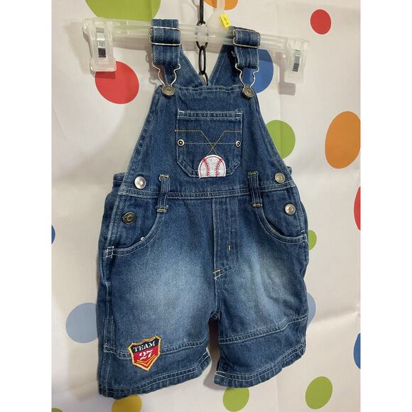 Kid Connection Size 12 M Denim Overalls Baseball - Picture 5 of 10